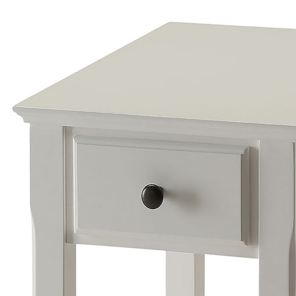White Accent Table with Bottom Shelf