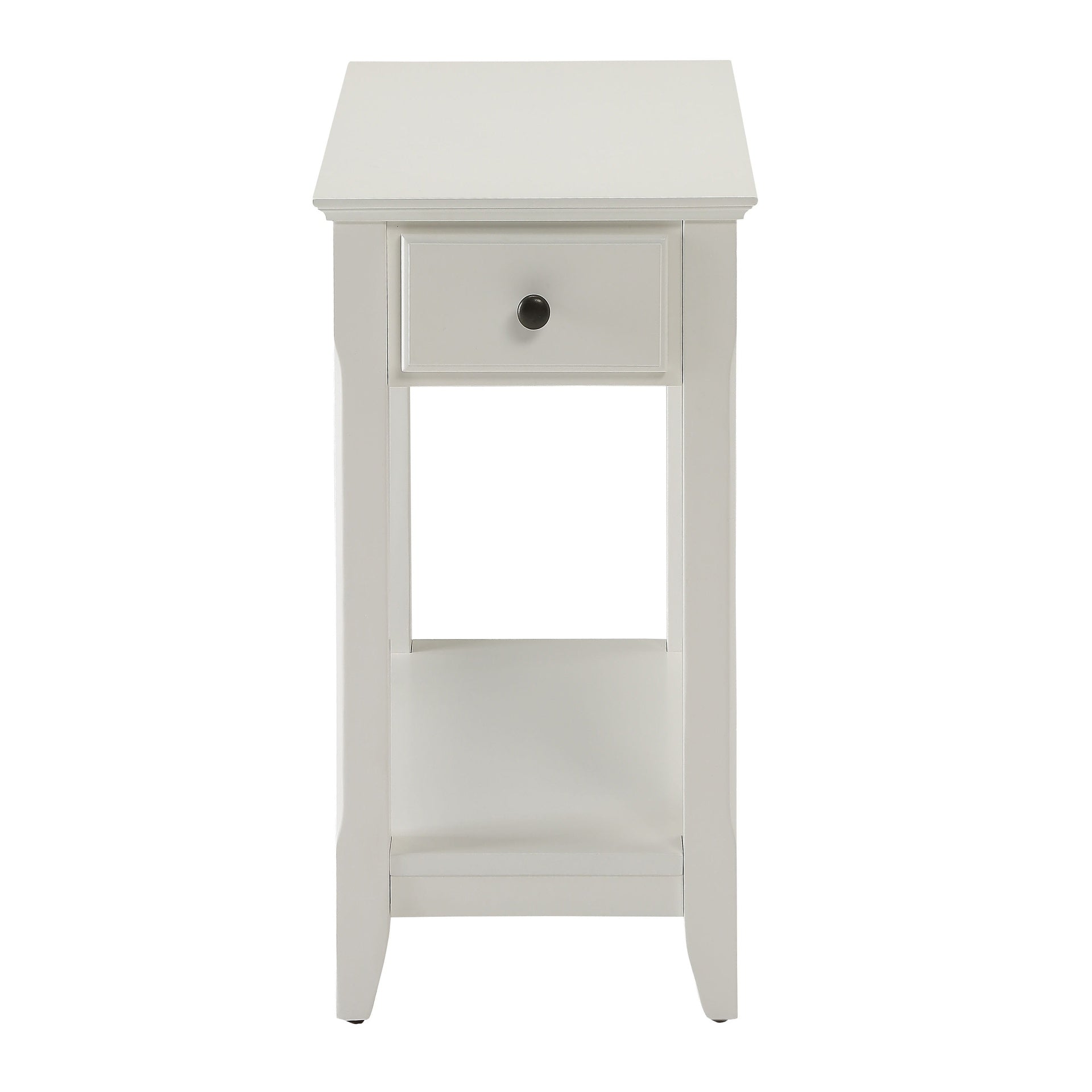 White Accent Table with Bottom Shelf