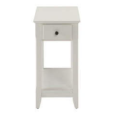 White Accent Table with Bottom Shelf