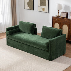 82.68" Wide Extra-large Double-seater Sofa, Chenille Upholstered, With Two Armrest Pillows And Two Backrest Pillows, Suitable For Bedrooms, Living Rooms, And Window Seating.Green