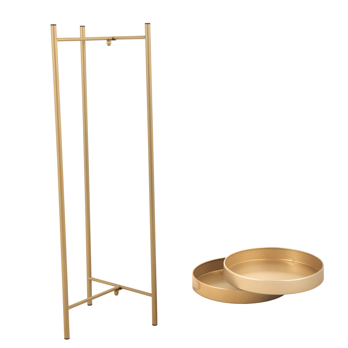 Modern Folding Metal 2-Tier Plant Stand Potted Plant Holder Shelf with 2 Round Trays Indoor Outdoor, Versatile