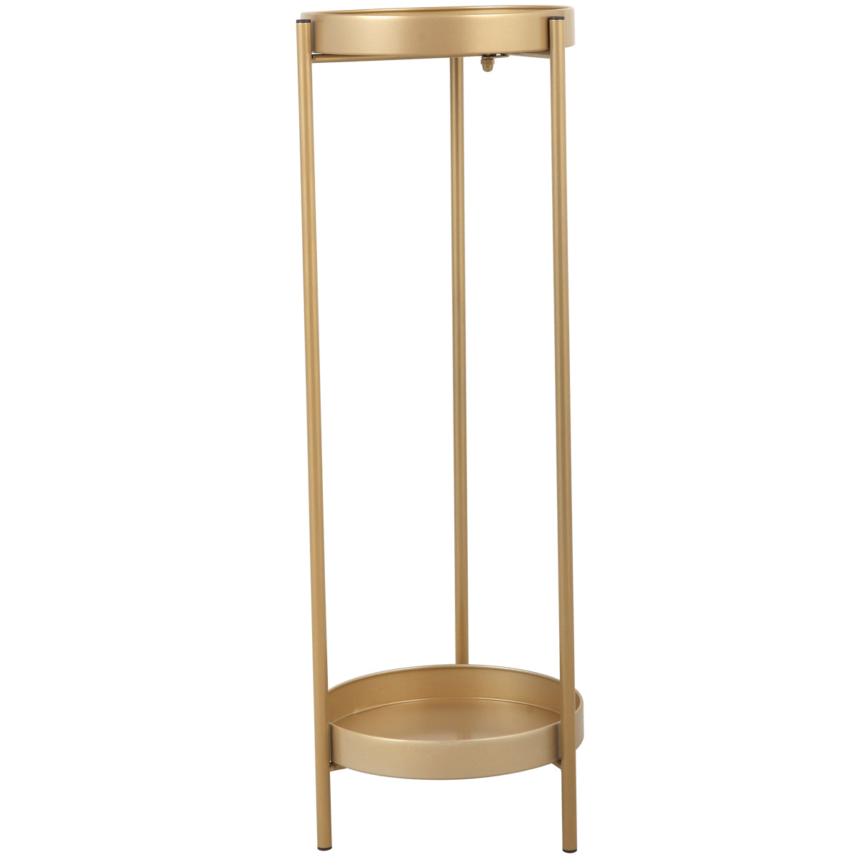 Modern Folding Metal 2-Tier Plant Stand Potted Plant Holder Shelf with 2 Round Trays Indoor Outdoor, Versatile
