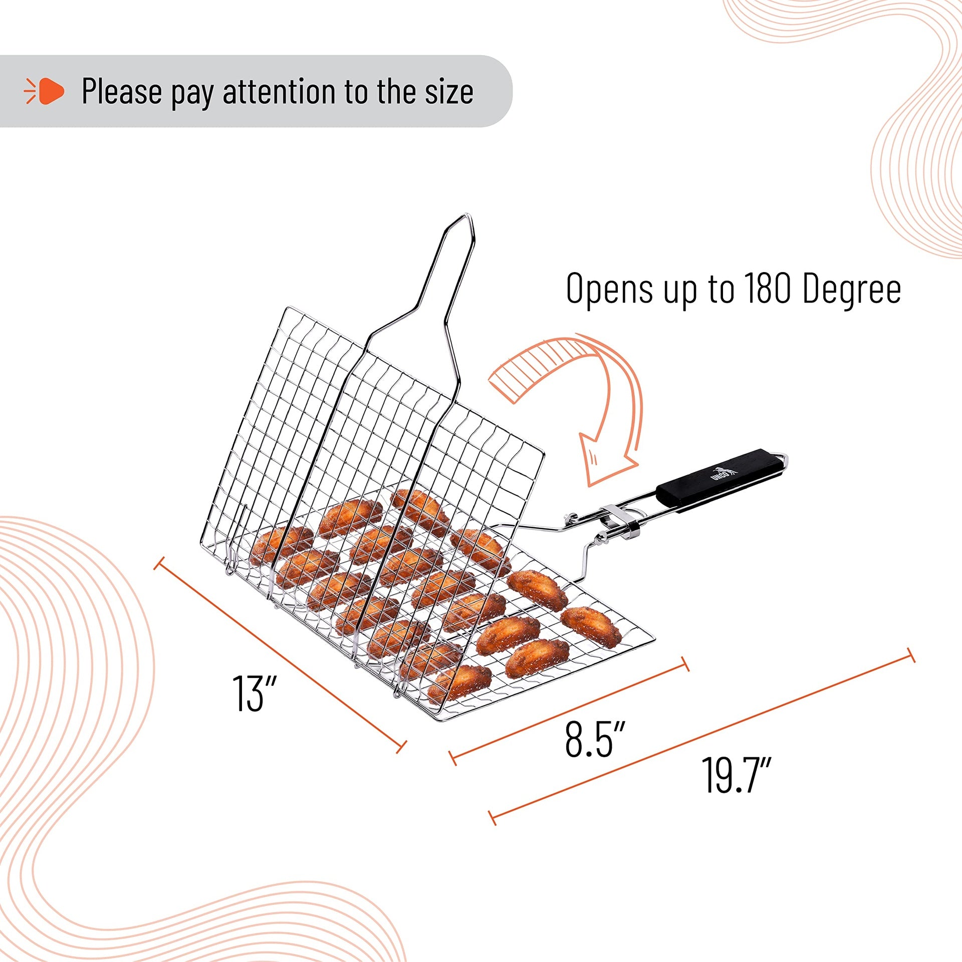 Grill Basket, Stainless Steel, Fish Grill Baskets for Outdoor Grill, Vegetable Grill Basket, BBQ Grill Basket, Fish Basket for Grilling, Grill Accessories