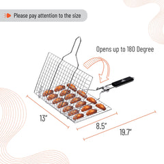 Grill Basket, Stainless Steel, Fish Grill Baskets for Outdoor Grill, Vegetable Grill Basket, BBQ Grill Basket, Fish Basket for Grilling, Grill Accessories