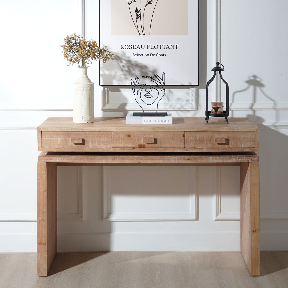 Rustic Wooden Console Table with 3 Drawers, 47in Entryway Table with Drawers, Wood Console Table For Entry Way, Hallway,Foyer, Corridor, Office
