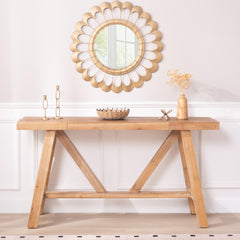 Farmhouse A- frame Wood Console Table, 58.5"
