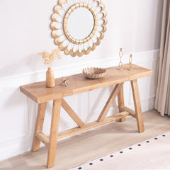 Farmhouse A- frame Wood Console Table, 58.5"