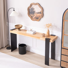 Rustic Industrial Console Table - 60" Entryway Table with Engineered Wood Top & Distressed Faux Rust Metal Legs