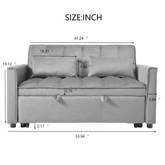 Convertible Sofa Bed,3-in-1 Pull Out Couch Bed with Reclining Backrest and Pillows,Sofa Bed Chair Full Convertible Sleeper Loveseat for  Living Room, Home or Office(Light Gray)