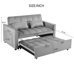 Convertible Sofa Bed,3-in-1 Pull Out Couch Bed with Reclining Backrest and Pillows,Sofa Bed Chair Full Convertible Sleeper Loveseat for  Living Room, Home or Office(Light Gray)