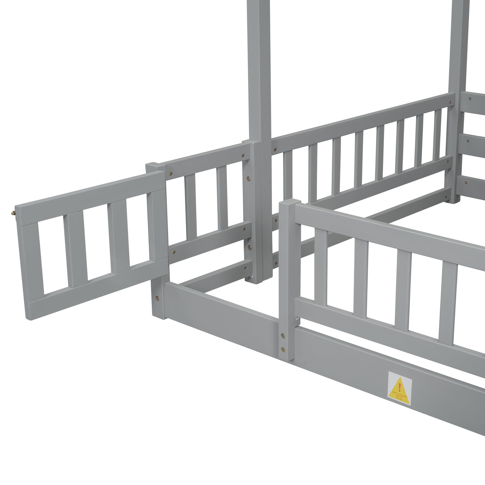 Twin Over Full Bunk Bed with Slide, Storage Staircase, Pine Solid Wooden Bunk Bed with Safety Guardrails ,Grey