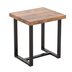 2 Pieces Small Tea Table,Walnut Night Stand,MDF SideTable,  Sofa Table with Metal Leg