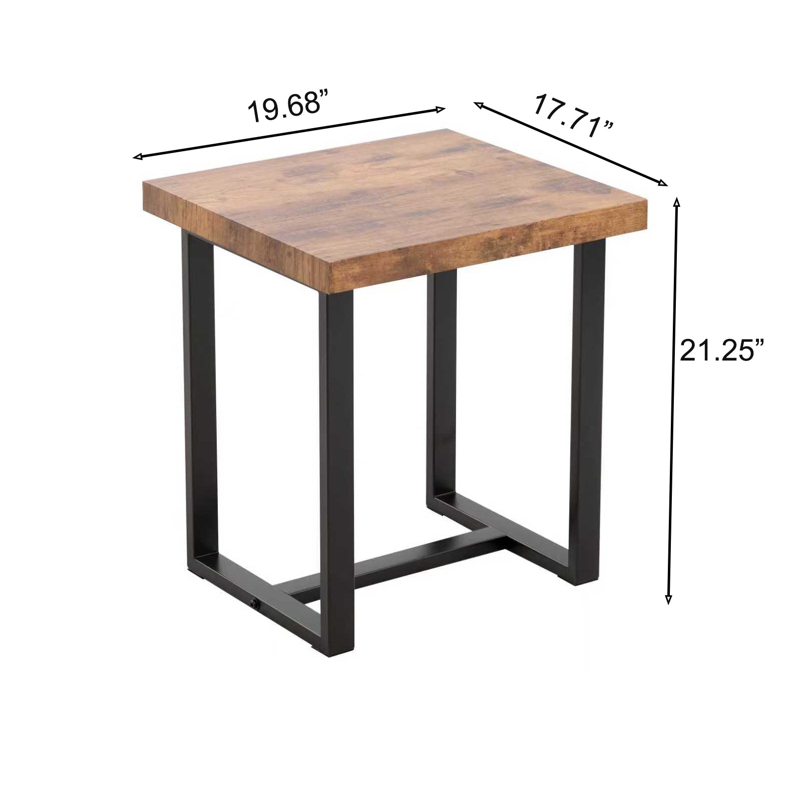 2 Pieces Small Tea Table,Walnut Night Stand,MDF SideTable,  Sofa Table with Metal Leg