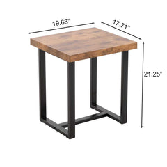 2 Pieces Small Tea Table,Walnut Night Stand,MDF SideTable,  Sofa Table with Metal Leg