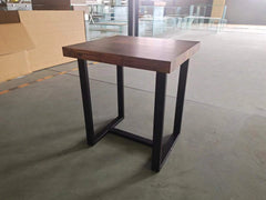 2 Pieces Small Tea Table,Walnut Night Stand,MDF SideTable,  Sofa Table with Metal Leg