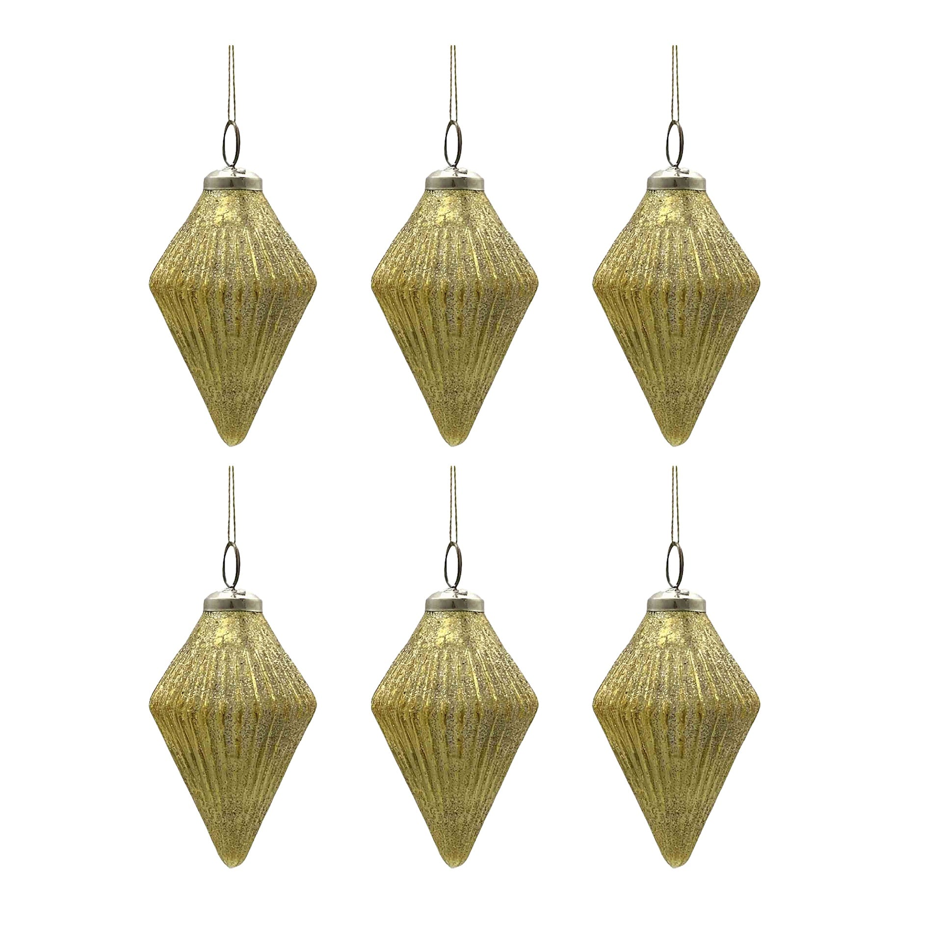 2.6x2.6x4.4" Christmas Ornaments, Glass Decorative Hanging Ball Christmas Tree Ornaments for Holiday Party Decorations, Set of 6