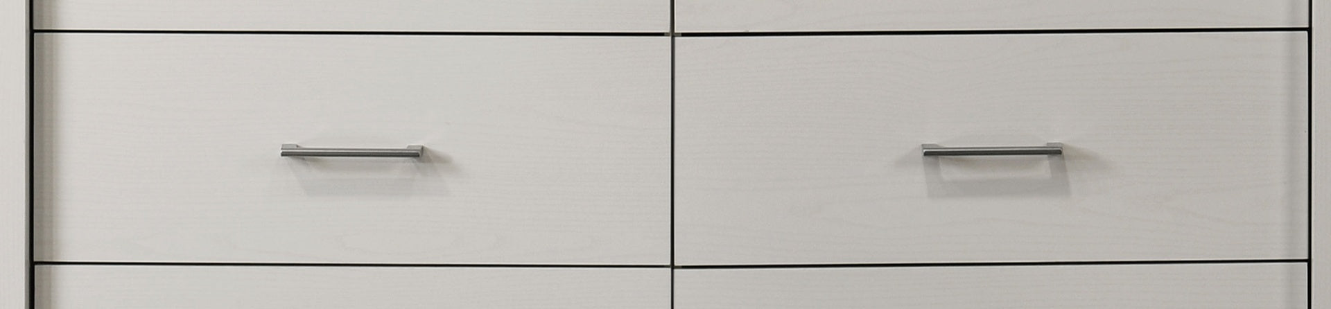 Celeste 57"W White 6-Drawer Dresser with Silver Handles