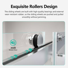 56-60*76 INCH Double Sliding Frameless Soft-Close Shower Door with Premium  (8mm)Thick Tampered Glass and Easy-Cleaning Coating In Brushed Nickel