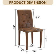 4-piece brown technology cloth dining chair: ergonomically designed with a buckle backrest,35 inches high, walnut metal legs, combining comfort and texture.Suitable for restaurants,banquet halls,etc.