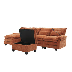 UNITED WE WIN 106" U Shape Sectional Sofa Cloud Couch for Living Room, Upholstery Comfy Modular Sofas, 4 Seat Chenille U-Shaped Sleeper Sofa with Chaise Lounge, Ottoman & Pillows