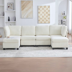 UNITED WE WIN Modular Sectional Sofa: Freely Combinable 6-Seat Convertible Sectionals with Chaise, U Shaped Oversized Sectional Couches with Storage Ottoman for Home Apartment Office