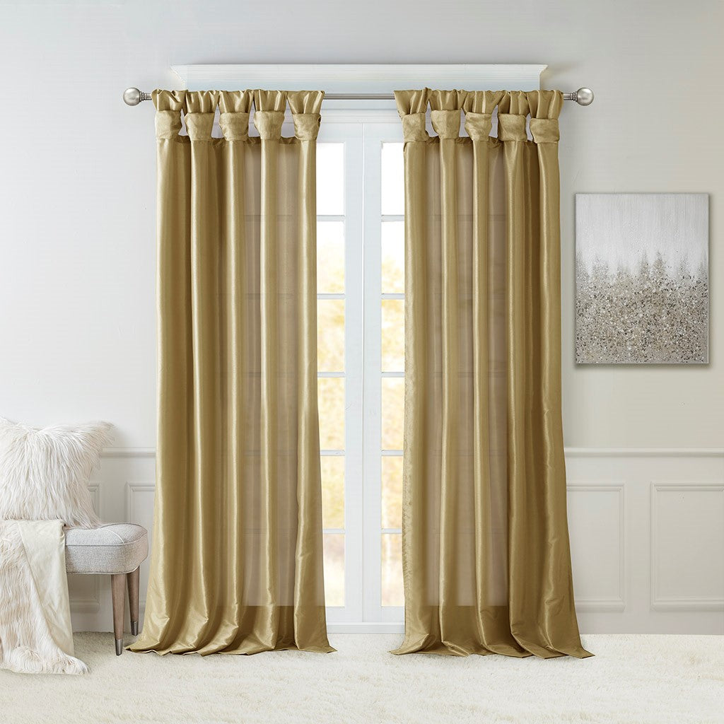 Twist Tab Lined Window Curtain Panel Bronze 50x84"