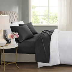 4-Piece Full Cooling Cotton Blend Sheet Set, Black