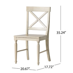 Acacia Wood Dining Chairs, 2-Pcs Set, Antique White