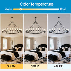 53.15 Inch Black Extra Large Wagon Wheel Chandelier, 28-Lights Farmhouse Industrial Round High Ceiling Pendant Light Adjustable Chain, for Dining Room, Living Room-E26