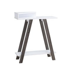 Contemporary Two Toned Console Table with Two Shelves - White & Grey