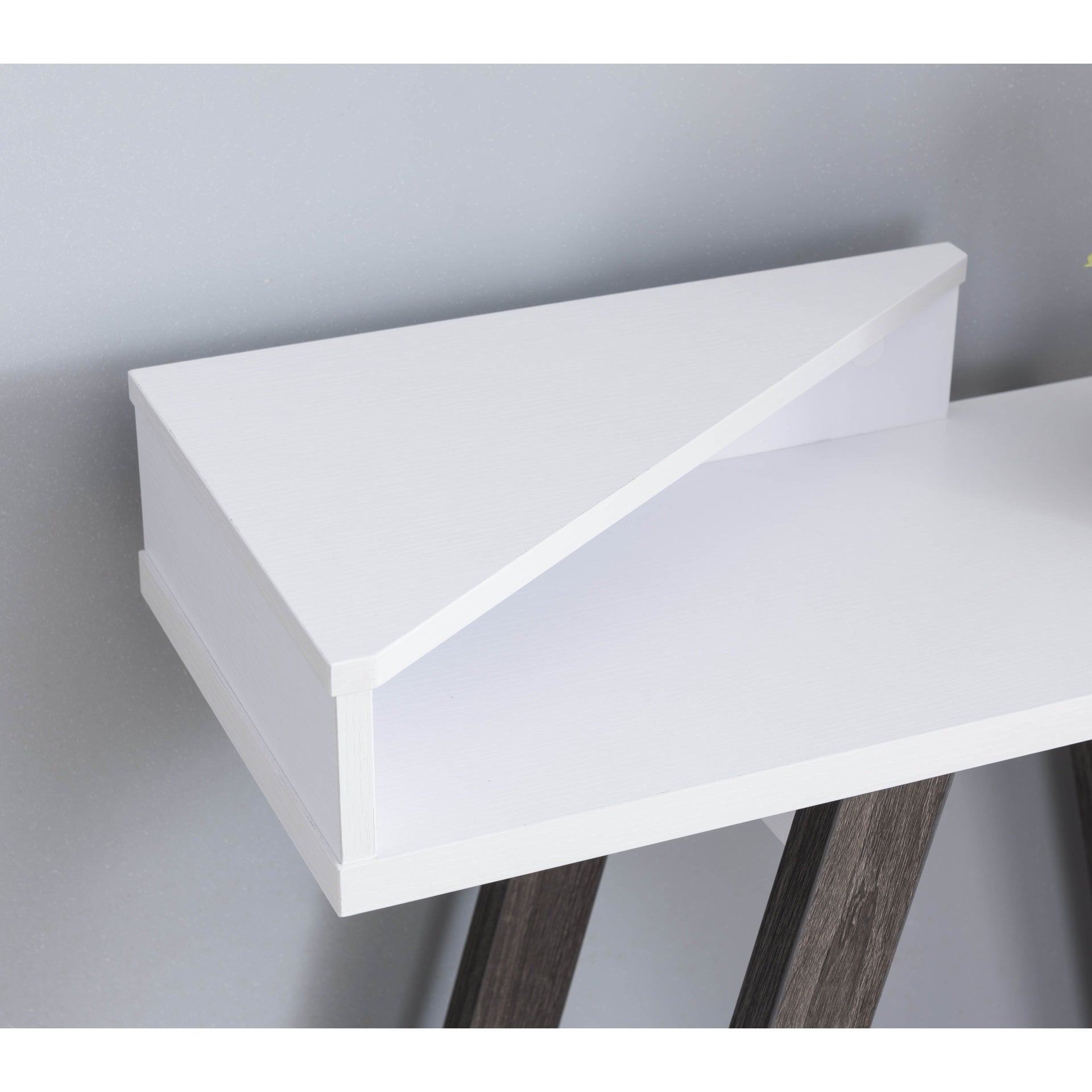 Contemporary Two Toned Console Table with Two Shelves - White & Grey