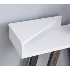 Contemporary Two Toned Console Table with Two Shelves - White & Grey
