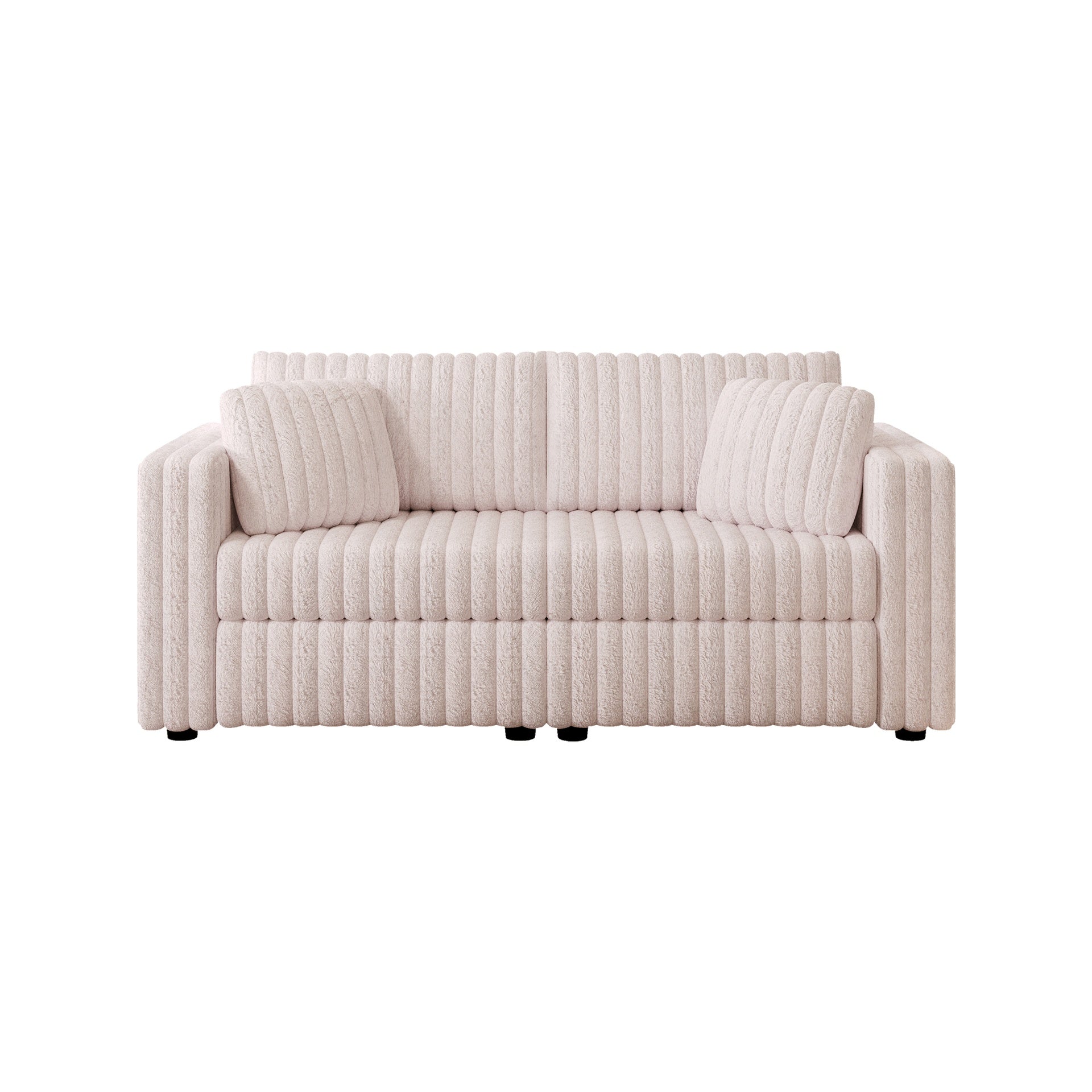 75.6" Soft  Modular 2-person Sofa - Highly Comfortable with Distinctive Design. Perfect for Bedroom & Living Room.Light Pink. Modern & Plush Furniture Choice.