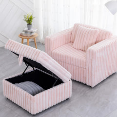 44.9"Soft  Modular Sofa Single - Very Comfortable & Stylish. Matches 30.7" Ottoman with Hydraulic Lift. Ideal for Bedroom & Living Room,  Light Pink
