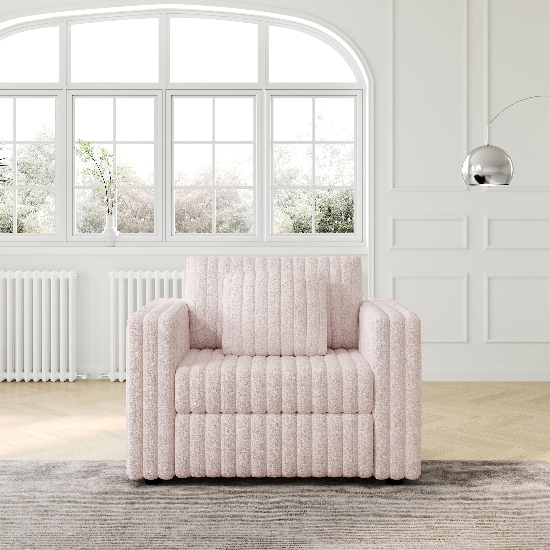 44.9"  Plush Modular Sofa Single - Highly Comfortable, Stylish & Functional for Bedroom & Living Room, Light Pink
