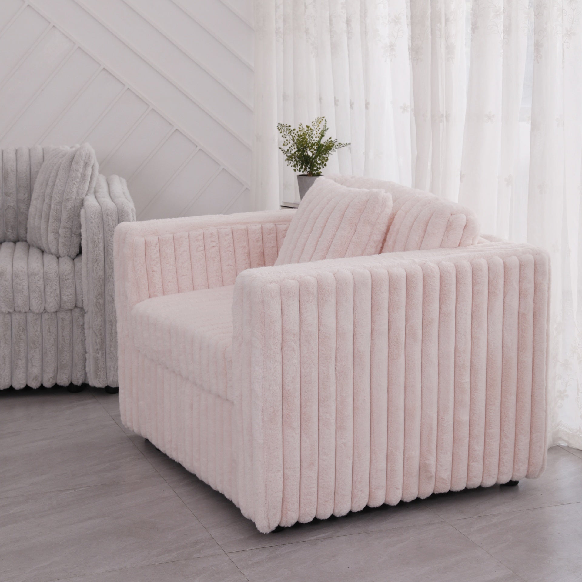 44.9"  Plush Modular Sofa Single - Highly Comfortable, Stylish & Functional for Bedroom & Living Room, Light Pink
