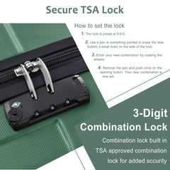 Hardshell Luggage, Lightweight Durable ABS Suitcase with Double Spinner Wheels, TSA Lock, 20-Inch Travel Carry-On Luggage (Green)