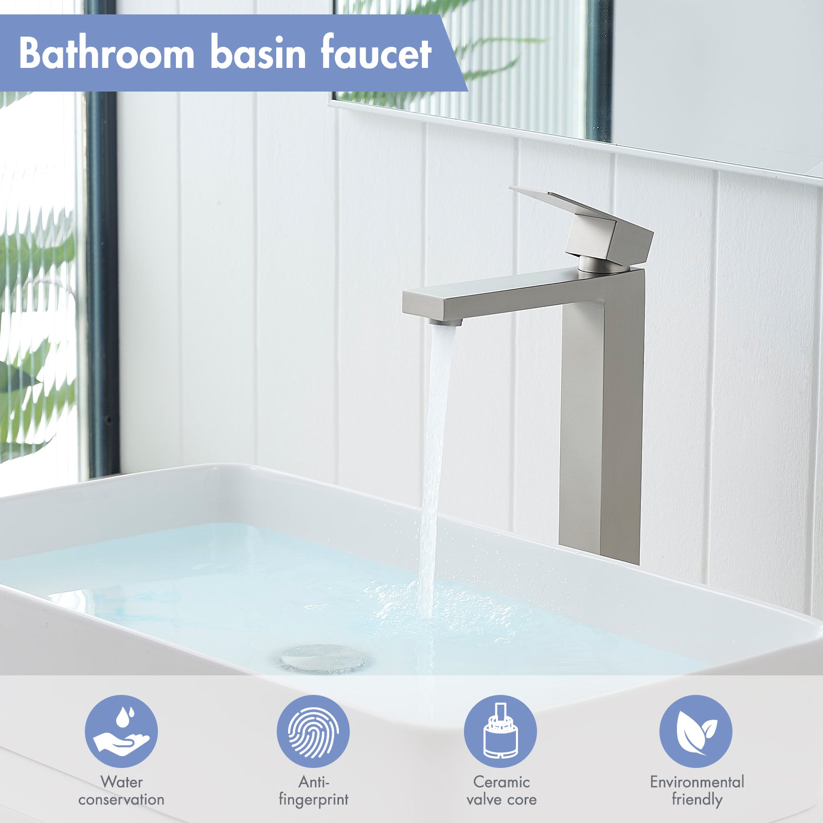 Brushed Nickel Bathroom Faucet With Pop Up Drain, Brushed Faucet for Bathroom Sink, Single Hole Bathroom Faucet Modern Single Handle Vanity Basin Faucet