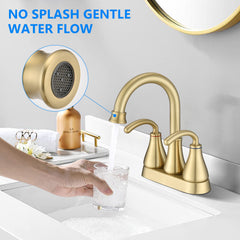 2-Handle Bathroom Sink Faucet with Pop-up Drain Brushed Golden