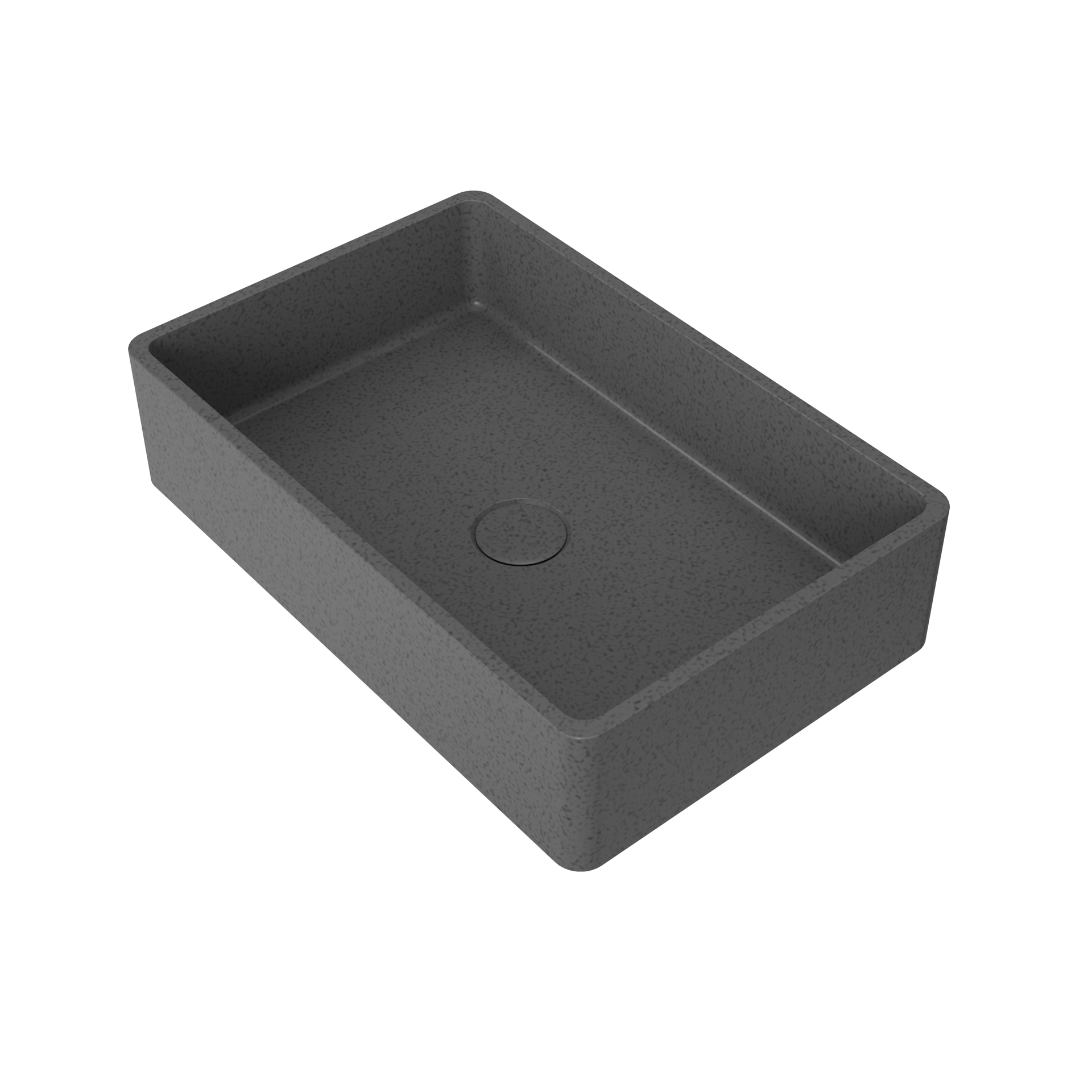 19.68'' Concrete Vessel Rectangular Modern Dark Gray with Patterns Bathroom Sink