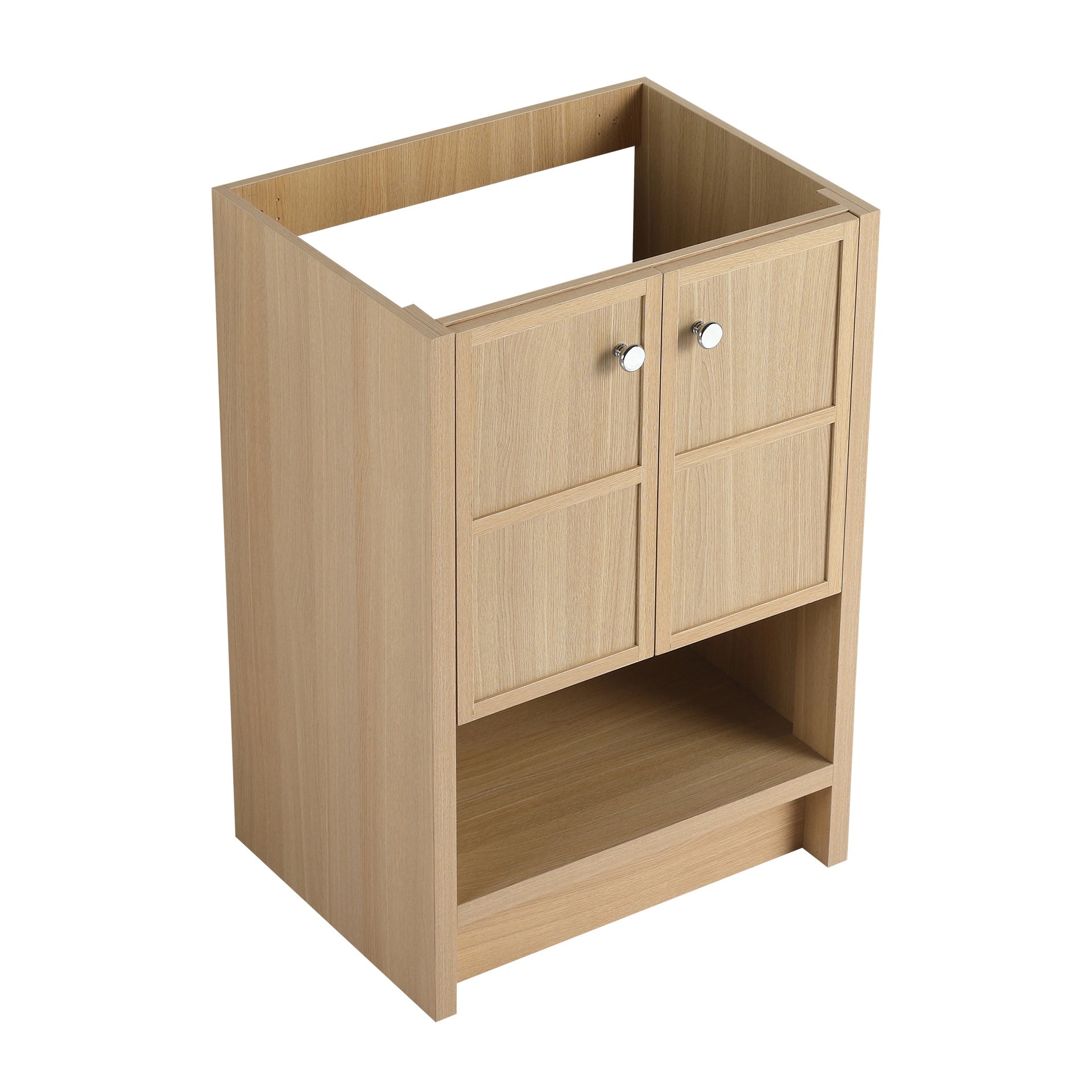 24" Freestanding Bathroom Vanity, 2-Soft Closing Door, Oak, Plywood (Excluding Sink)