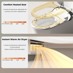Starry Night Light Smart Toilet with Bidet Built In, Modern Design For  Bathroom, Auto Open/Close Seat, Foot Sensor, LED Display,Night Light, Warm Water & Dryer,Matte Grey
