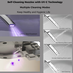 Starry Night Light Smart Toilet with Bidet Built In, Modern Design For  Bathroom, Auto Open/Close Seat, Foot Sensor, LED Display,Night Light, Warm Water & Dryer,Matte Grey