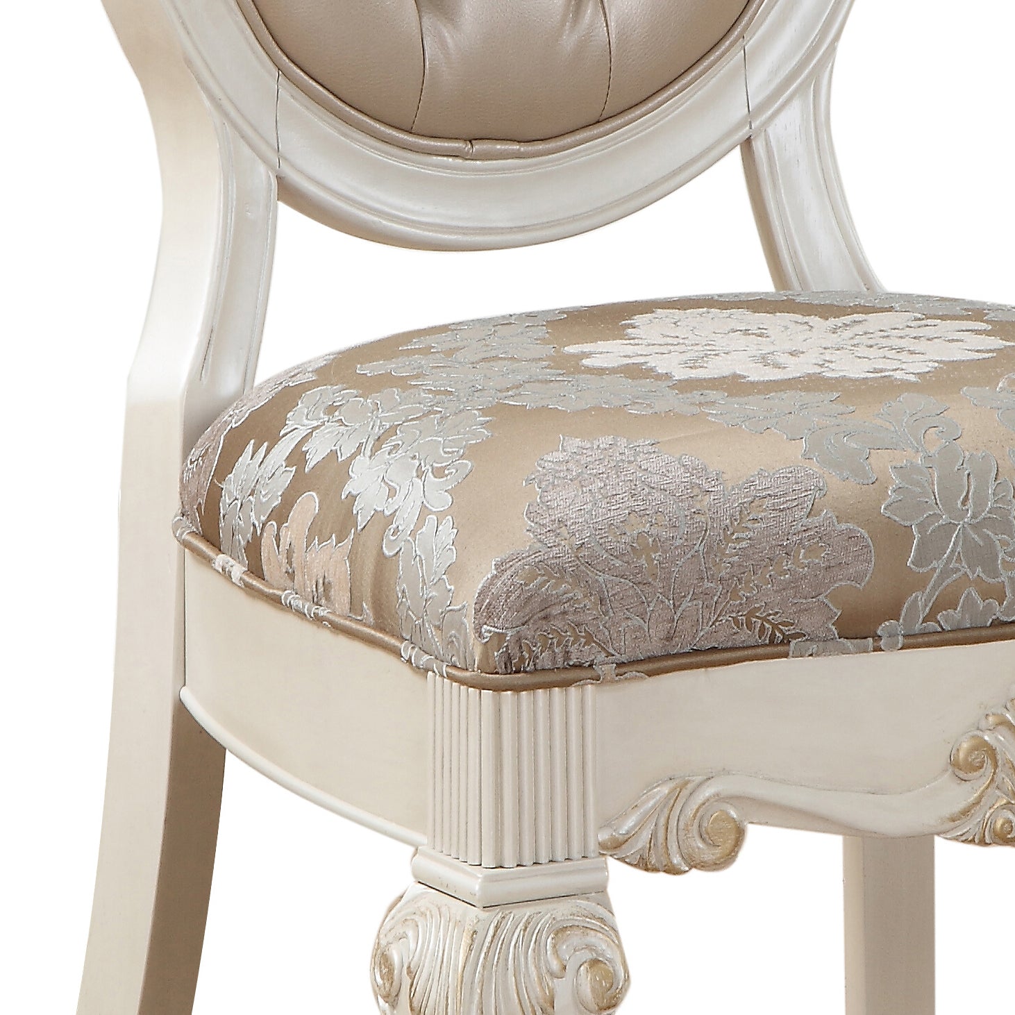 Rose Gold and Pearl White Tufted Back Side Chairs (Set of 2)