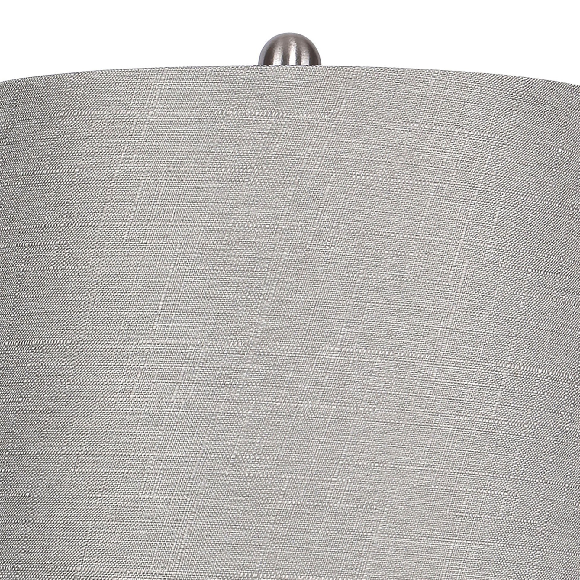 Ashland 27" Contemporary Metal Table Lamp in Brushed Nickel with Grey Textured Linen and Brushed Nickel Laser Cut Shade from Grandview Gallery by LumiSource - Set of 2