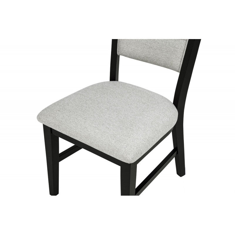 Contemporary Dining Chair Set of 2, Polyester Fabric Kitchen Side Chair Wood Frame Curved Back Design, Black/Gray
