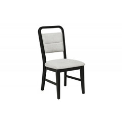 Contemporary Dining Chair Set of 2, Polyester Fabric Kitchen Side Chair Wood Frame Curved Back Design, Black/Gray