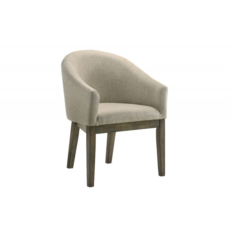 2 Piece Upholstered Dining Chair, Wood Kitchen Dining Room Armchair Set, Weather Grey