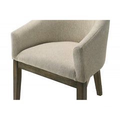 2 Piece Upholstered Dining Chair, Wood Kitchen Dining Room Armchair Set, Weather Grey