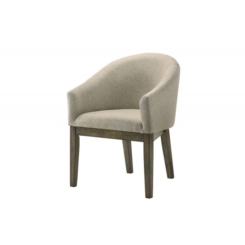 2 Piece Upholstered Dining Chair, Wood Kitchen Dining Room Armchair Set, Weather Grey